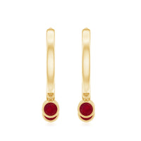 Natural Ruby Drop Hoop Earrings for Women