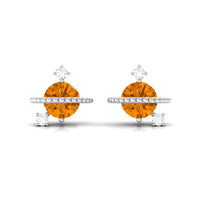 1/2 CT Contemporary Citrine and Diamond Celestial Stud Earrings
