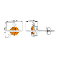 1/2 CT Contemporary Citrine and Diamond Celestial Stud Earrings
