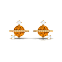 1/2 CT Contemporary Citrine and Diamond Celestial Stud Earrings