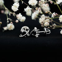 Real Black Onyx and Diamond Contemporary Stud Earrings
