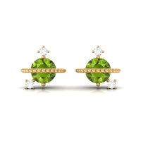 Contemporary Peridot Celestial Stud Earrings with Diamond