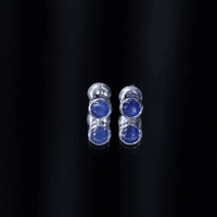 1.9 Carat Bezel Set Blue Sapphire Solitaire Stud Earrings
