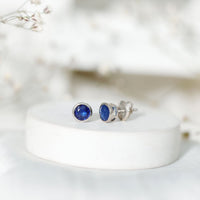1.9 Carat Bezel Set Blue Sapphire Solitaire Stud Earrings