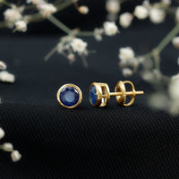 1.9 Carat Bezel Set Blue Sapphire Solitaire Stud Earrings