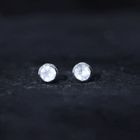 Real Moonstone Solitaire Stud Earrings in Bezel Setting