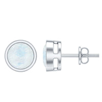 Real Moonstone Solitaire Stud Earrings in Bezel Setting
