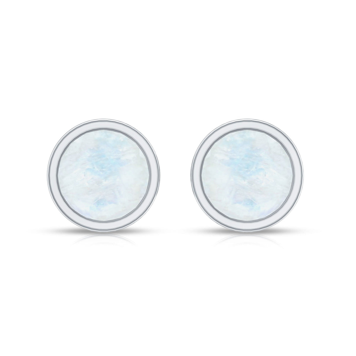 Real Moonstone Solitaire Stud Earrings in Bezel Setting