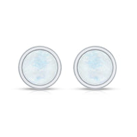 Real Moonstone Solitaire Stud Earrings in Bezel Setting