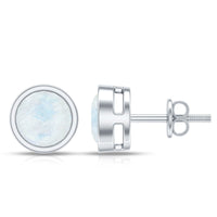 Real Moonstone Solitaire Stud Earrings in Bezel Setting