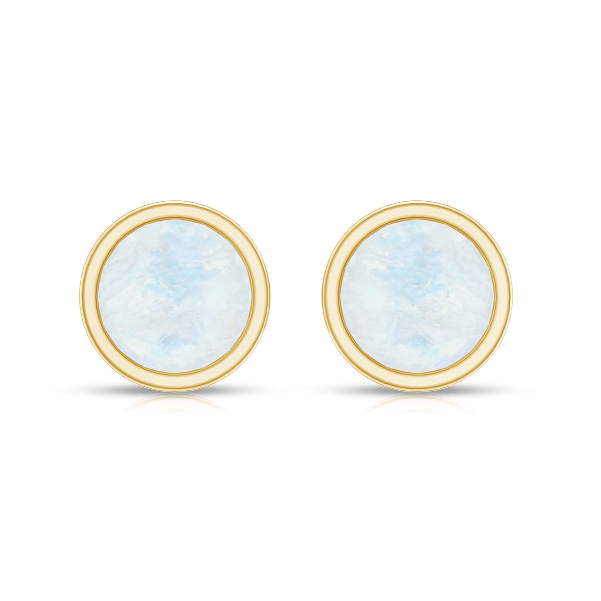 Real Moonstone Solitaire Stud Earrings in Bezel Setting