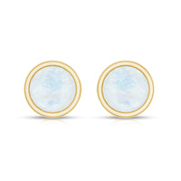 Real Moonstone Solitaire Stud Earrings in Bezel Setting