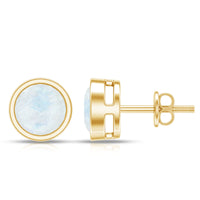 Real Moonstone Solitaire Stud Earrings in Bezel Setting