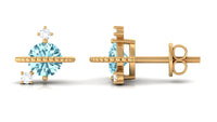 Real Aquamarine Celestial and Diamond Stud Earring