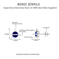 Natural 0.8 Carat Blue Sapphire and Diamond Contemporary Stud Earrings