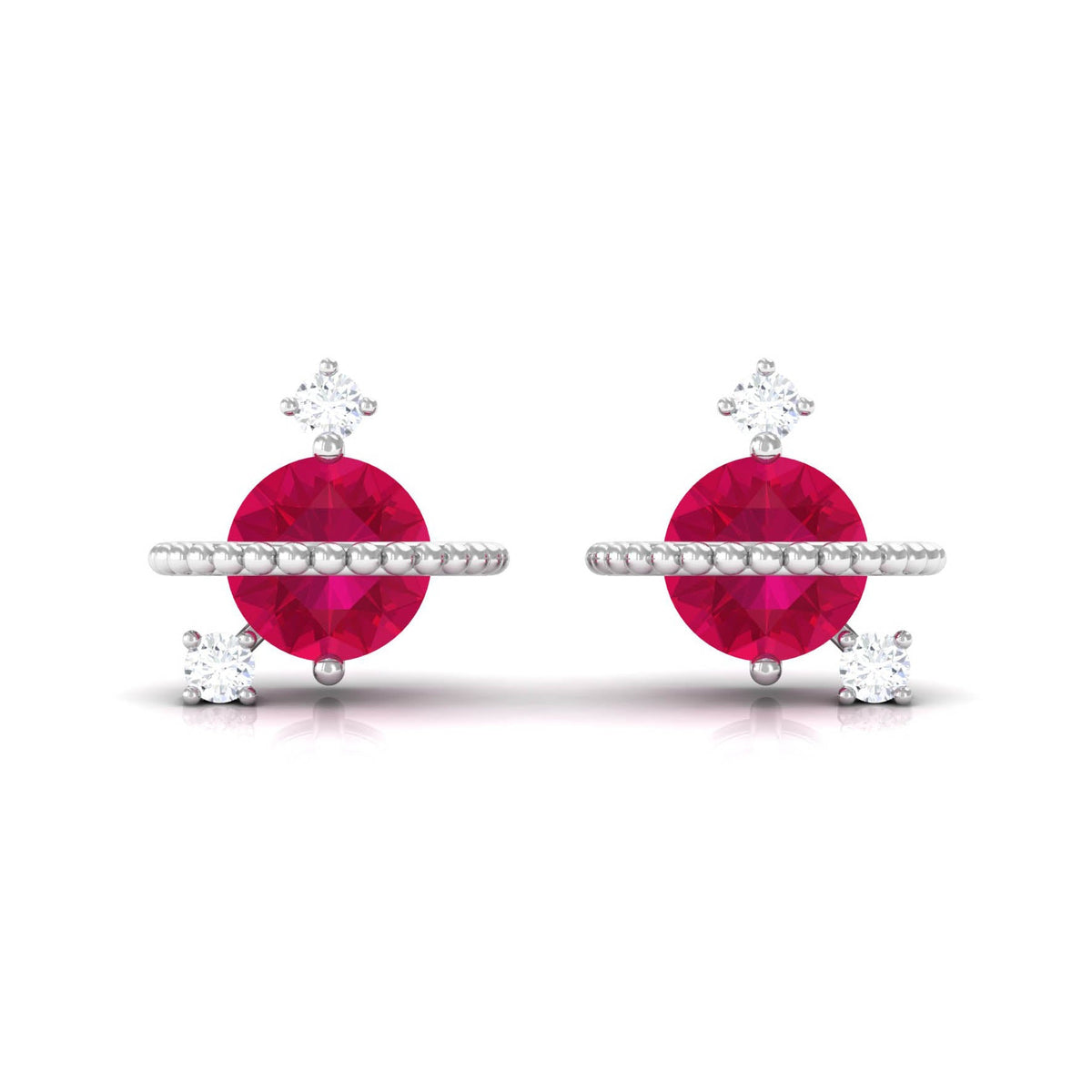 Natural Ruby and Diamond Celestial Earrings