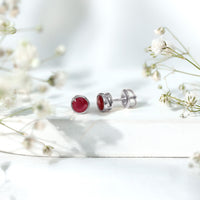 1.3 Carat Bezel Set Genuine Ruby Solitaire Stud Earrings