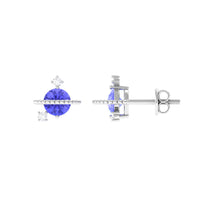 Real Tanzanite and Diamond Celestial Stud Earrings
