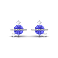 Real Tanzanite and Diamond Celestial Stud Earrings