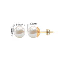 8MM Solitaire Pearl Stud Earrings with Screw Backs