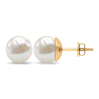 8MM Solitaire Pearl Stud Earrings with Screw Backs