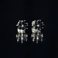 Marquise shape black onyx floral statement stud earrings by Rosec Jewels, showcasing elegant black gemstone floral design.