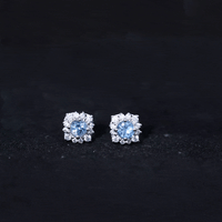 Yellow aquamarine stud earrings with diamond halo, featuring Rosec Jewels' elegant jewelry design.