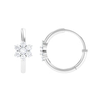 Real diamond flower hoop earrings for women by Rosec Jewels, featuring sparkling diamond accents and elegant hoop design.