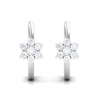 Real Diamond Flower Hoop Earrings for Women