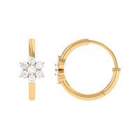 Real diamond flower hoop earrings for women by Rosec Jewels, featuring sparkling diamond accents on elegant hoop earrings.