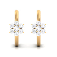 Real diamond flower hoop earrings for women by Rosec Jewels, featuring sparkling diamond accents on elegant gold hoops.