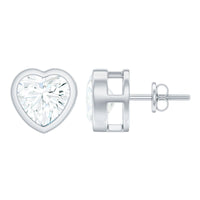 3 Carat Moissanite Heart Stud Earrings in Bezel Setting
