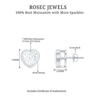 3 Carat Moissanite Heart Stud Earrings in Bezel Setting