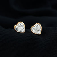 3 Carat Moissanite Heart Stud Earrings in Bezel Setting
