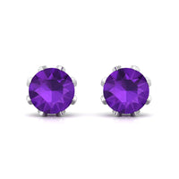 Natural Amethyst Flower Earrings with Diamond