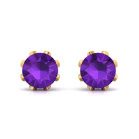 Natural Amethyst Flower Earrings with Diamond
