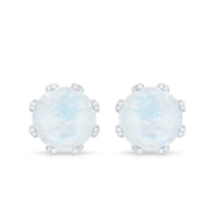 Natural 1.7 Carat Moonstone Stud Earrings with Diamond