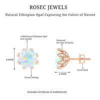 Certified Genuine Ethiopian Opal Flower Earrings with Diamond