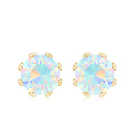 Certified Genuine Ethiopian Opal Flower Earrings with Diamond