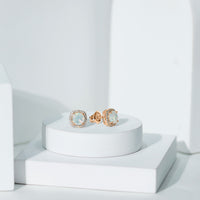 Real 1.6 Carat Ethiopian Opal and Diamond Halo Stud Earrings