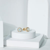 Real 1.6 Carat Ethiopian Opal and Diamond Halo Stud Earrings
