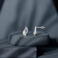 Sterling Silver Ethiopian Opal Leaf Earrings With Moissanite