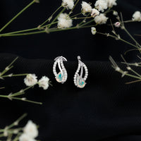 Sterling Silver Ethiopian Opal Leaf Earrings With Moissanite
