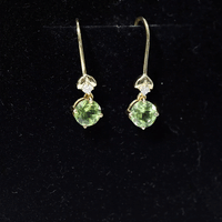 1 Carat Round Peridot and Moissanite Drop Earrings with Fish Hook