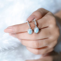 Certified 1.8 Carat Oval Ethiopian Opal Drop Earrings with Certificate