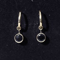 Bezel Set Black Onyx Hinged Hoop Drop Earrings