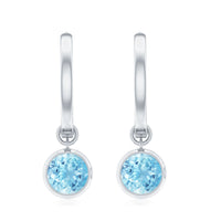 Natural Aquamarine Hoop Drop Earrings with Certificate