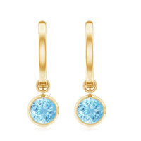 Natural Aquamarine Hoop Drop Earrings with Certificate