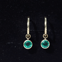1.6 Carat Bezel Set Lab Grown Emerald Hinged Hoop Earrings