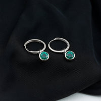 1.6 Carat Bezel Set Lab Grown Emerald Hinged Hoop Earrings